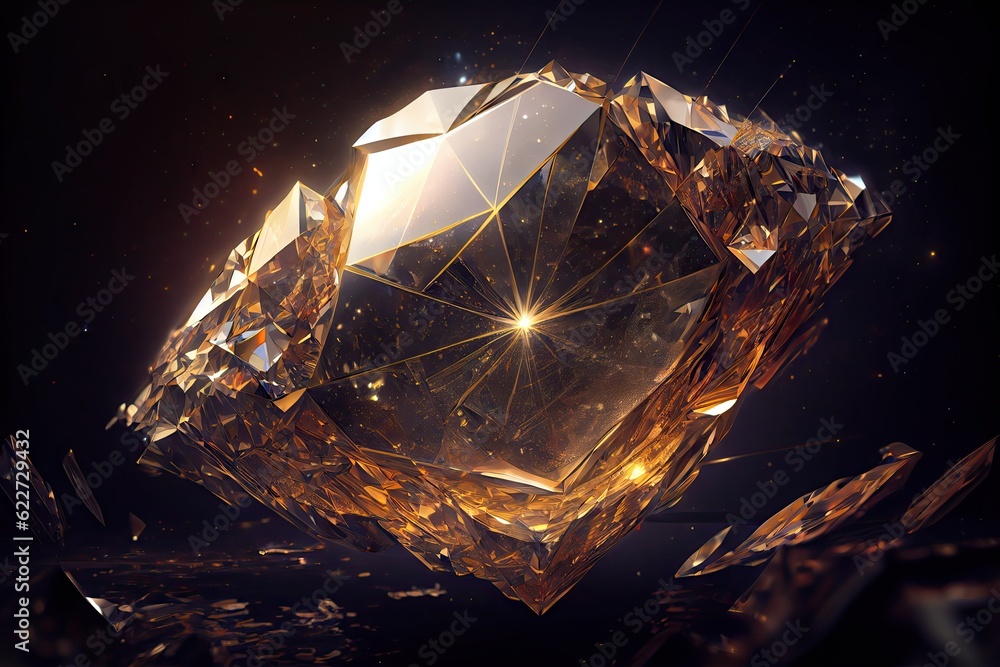 Universe in a Diamond, Sparkling Fantastic Gemstone, Drawing Imitation, Abstract Generative AI Illustration