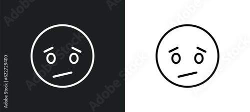 confused emoji outline icon in white and black colors. confused emoji flat vector icon from emoji collection for web, mobile apps and ui.
