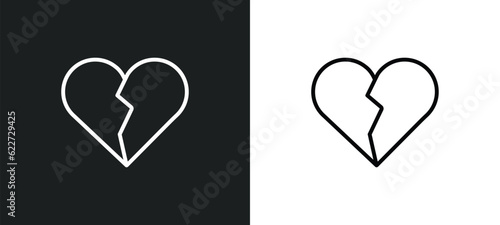 broken heart emoji outline icon in white and black colors. broken heart emoji flat vector icon from emoji collection for web, mobile apps and ui.