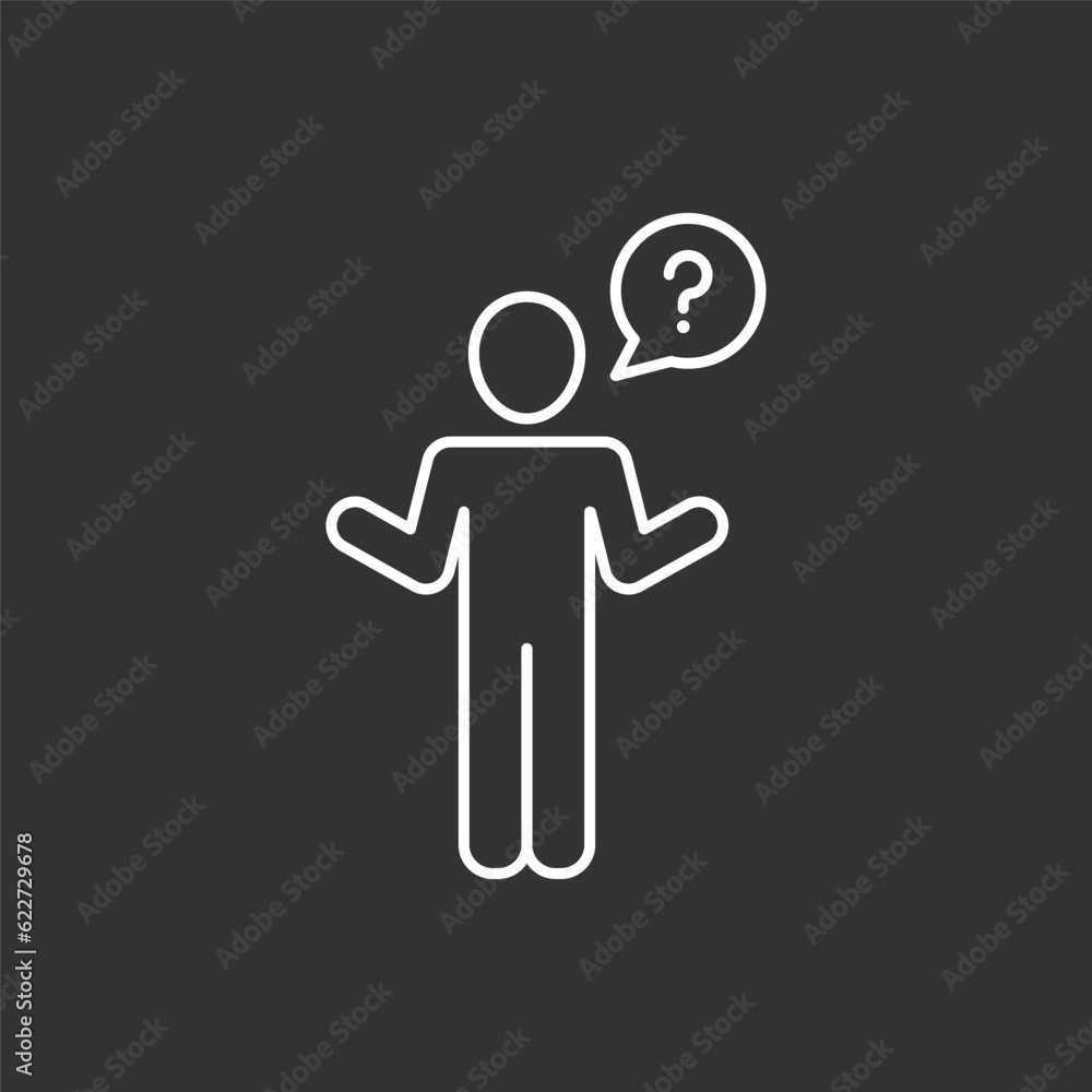 Man with a question sign editable stroke Man with a question sign editable stroke