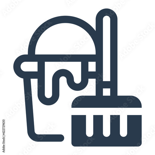 Cleaning tool icon for maintenance and sanitation icon