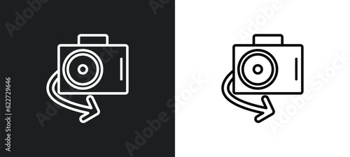 flip camera outline icon in white and black colors. flip camera flat vector icon from electronic stuff fill collection for web, mobile apps and ui.