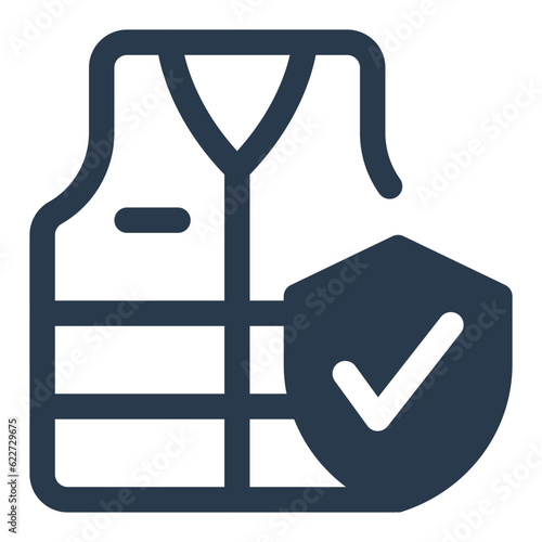 Safety vest icon for construction and visibility icon