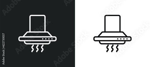 exhaust hood outline icon in white and black colors. exhaust hood flat vector icon from electronic devices collection for web, mobile apps and ui.