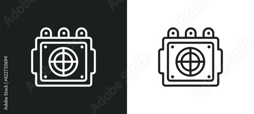 asic miner outline icon in white and black colors. asic miner flat vector icon from electronic devices collection for web, mobile apps and ui.