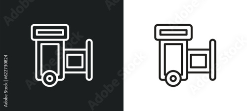 trash compactor outline icon in white and black colors. trash compactor flat vector icon from electronic devices collection for web, mobile apps and ui.