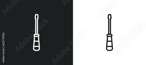 screwdriver outline icon in white and black colors. screwdriver flat vector icon from electrian connections collection for web, mobile apps and ui.