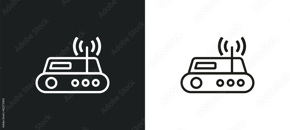 router outline icon in white and black colors. router flat vector icon from electrian connections collection for web, mobile apps and ui.