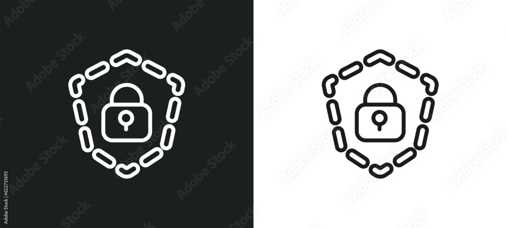 security outline icon in white and black colors. security flat vector icon from electrian connections collection for web, mobile apps and ui.