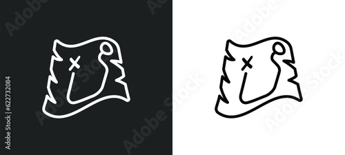 treasure map outline icon in white and black colors. treasure map flat vector icon from literature collection for web, mobile apps and ui.