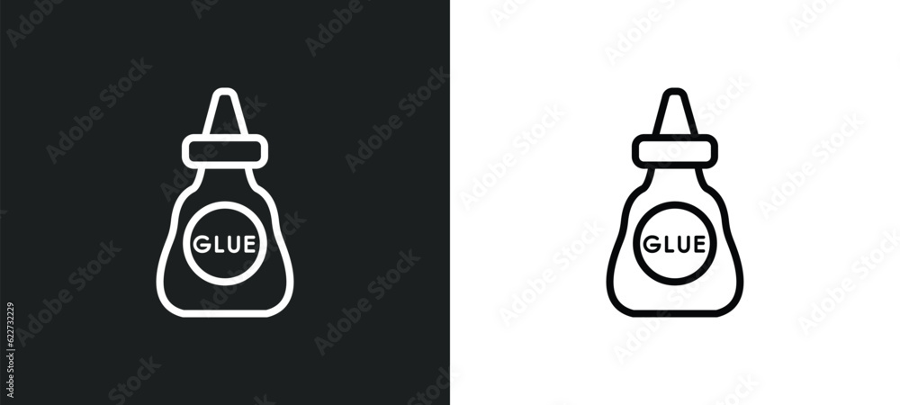 glue outline icon in white and black colors. glue flat vector icon from education collection for web, mobile apps and ui. - obrazy, fototapety, plakaty 