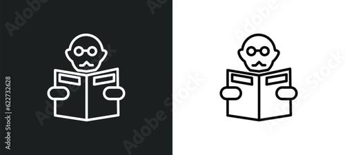 bald outline icon in white and black colors. bald flat vector icon from education collection for web, mobile apps and ui.