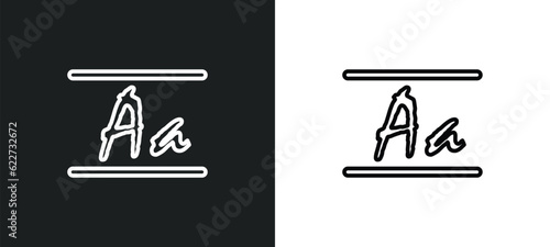 handwriten alphabet outline icon in white and black colors. handwriten alphabet flat vector icon from education collection for web, mobile apps and ui.