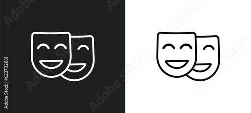comedy mask outline icon in white and black colors. comedy mask flat vector icon from education collection for web, mobile apps and ui.