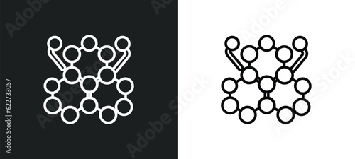 chemical diagram outline icon in white and black colors. chemical diagram flat vector icon from education collection for web, mobile apps and ui.