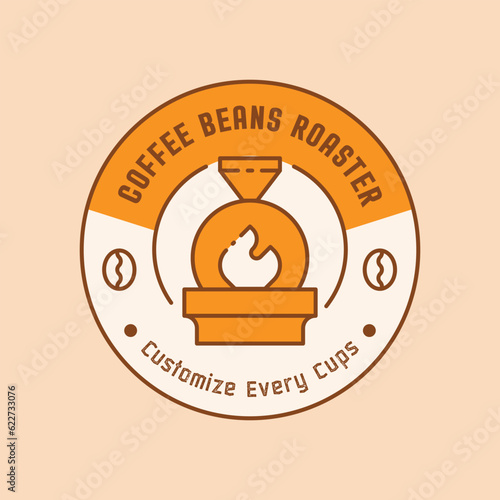 flame on coffee roaster machine logo