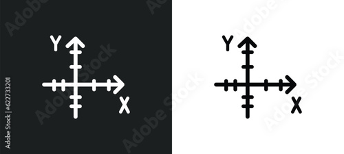 cartesian coordinate system outline icon in white and black colors. cartesian coordinate system flat vector icon from education collection for web, mobile apps and ui.
