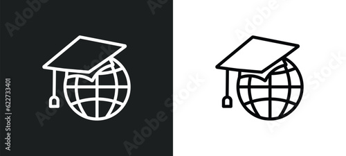international graduate outline icon in white and black colors. international graduate flat vector icon from education collection for web, mobile apps and ui.