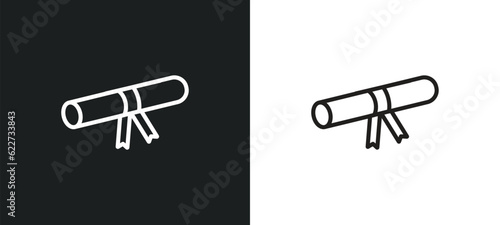 rolled diploma outline icon in white and black colors. rolled diploma flat vector icon from education collection for web, mobile apps and ui.