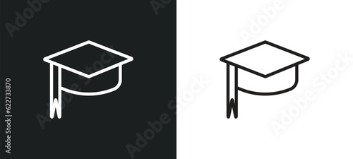 graduating outline icon in white and black colors. graduating flat vector icon from education collection for web, mobile apps and ui.