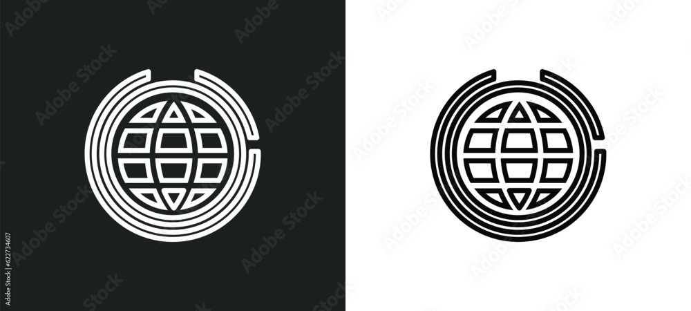 ozone layer outline icon in white and black colors. ozone layer flat ...