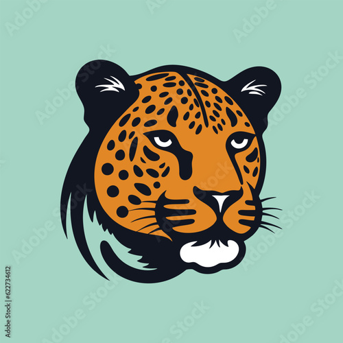 Fototapeta Naklejka Na Ścianę i Meble -  Cartoon cheetah, jaguar or leopard head. wild big cat face symbol, mascot, or logo design. Isolated vector illustration.