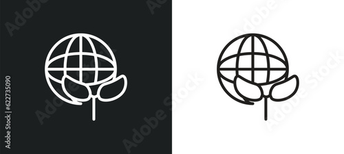 energy globe outline icon in white and black colors. energy globe flat vector icon from ecology collection for web, mobile apps and ui.