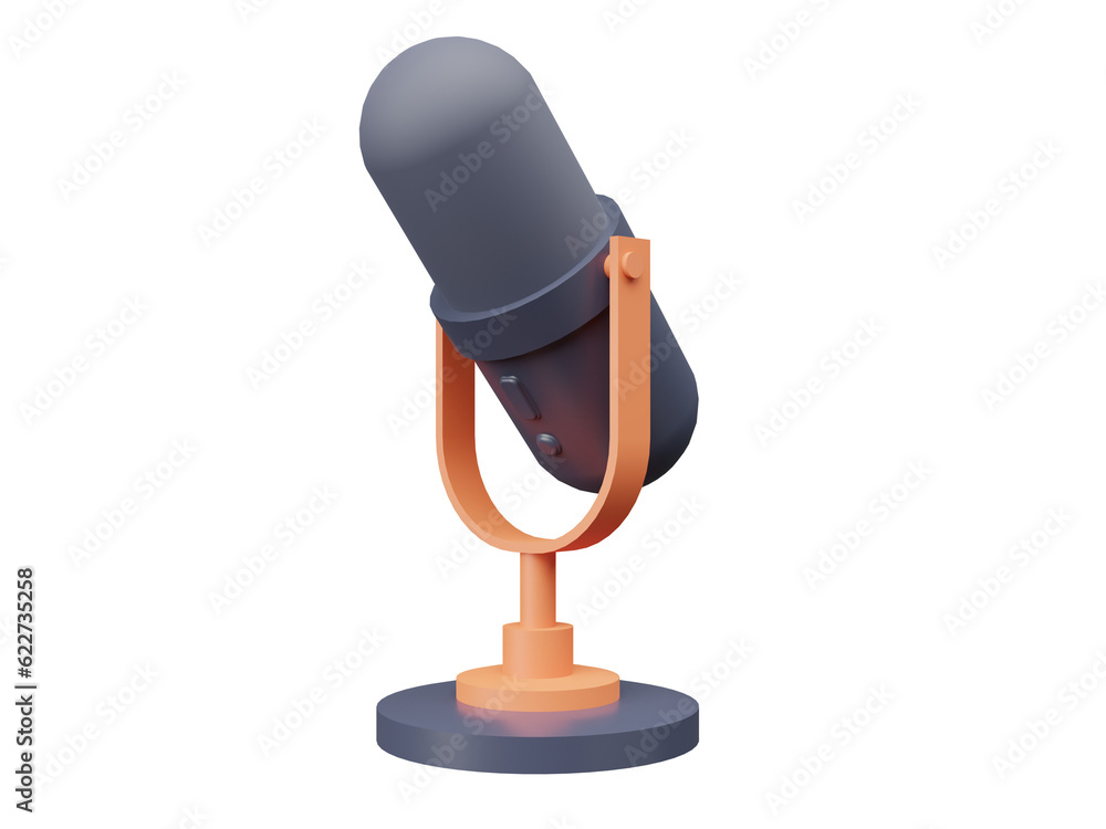 Podcast Microphone 3d rendering Podcast Microphone 3d rendering