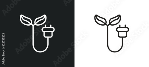 eco power outline icon in white and black colors. eco power flat vector icon from ecology collection for web, mobile apps and ui.