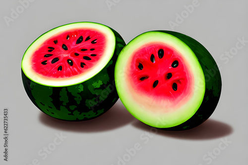 Watermelon and slice. Generative AI