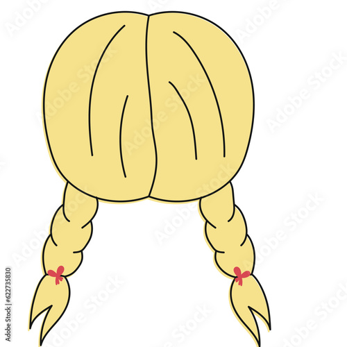 braids hairstyle handdrawn vector illustration