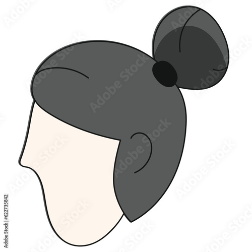 bun hairstyle handdrawn vector illustration