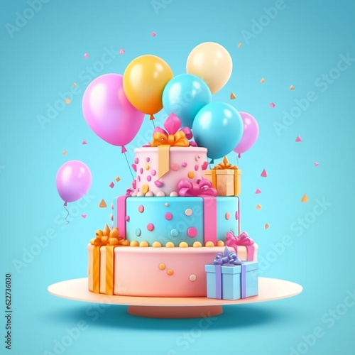 Happy birthday decorations set generated with AI