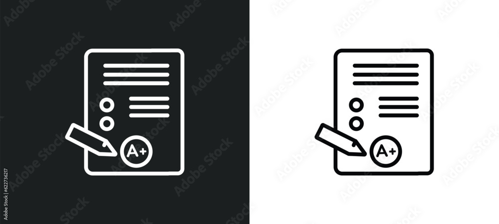 grades outline icon in white and black colors. grades flat vector icon ...