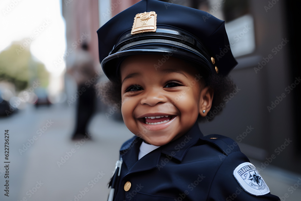 Little child wearing police officer outfit Little child wearing police officer outfit