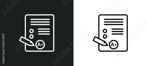 grades outline icon in white and black colors. grades flat vector icon from online learning collection for web, mobile apps and ui.