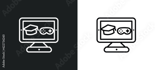 game-based learning outline icon in white and black colors. game-based learning flat vector icon from education collection for web, mobile apps and ui.