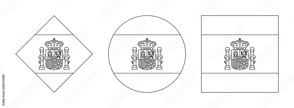 spain flag outline set. vector illustration isolated on white background - obrazy, fototapety, plakaty 