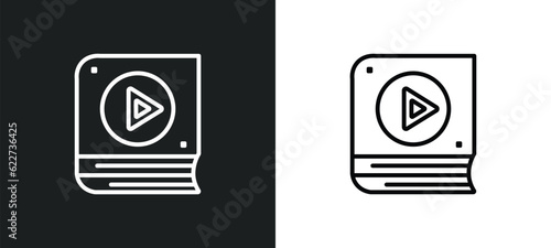 audiobook outline icon in white and black colors. audiobook flat vector icon from education collection for web, mobile apps and ui.