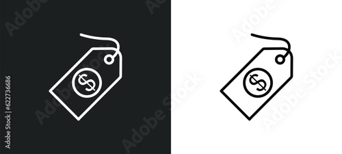 price tag outline icon in white and black colors. price tag flat vector icon from ecommerce collection for web, mobile apps and ui.