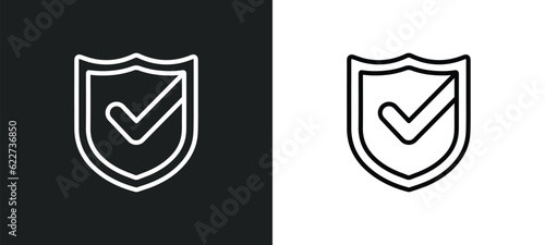 guaranty shield outline icon in white and black colors. guaranty shield flat vector icon from ecommerce collection for web, mobile apps and ui.