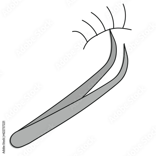 tweezers handdrawn female beauty icon illustration