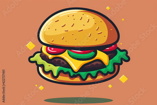 vector meat and cheese hamburger on white background