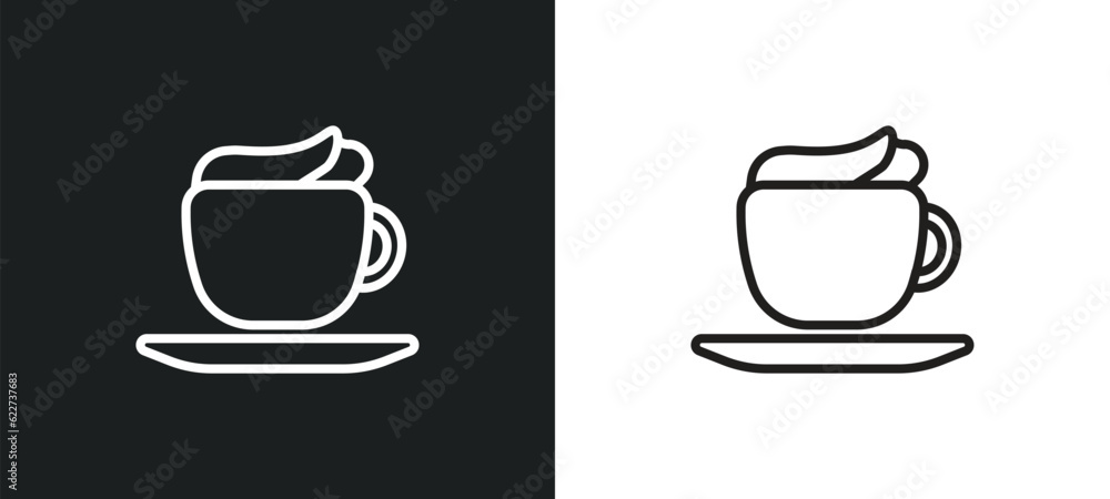 cappuccino outline icon in white and black colors. cappuccino flat vector icon from drinks collection for web, mobile apps and ui.