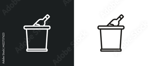 ice bucket and bottle outline icon in white and black colors. ice bucket and bottle flat vector icon from drinks collection for web, mobile apps ui.