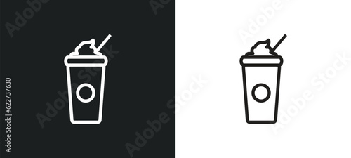 frappuccino outline icon in white and black colors. frappuccino flat vector icon from drinks collection for web, mobile apps and ui.