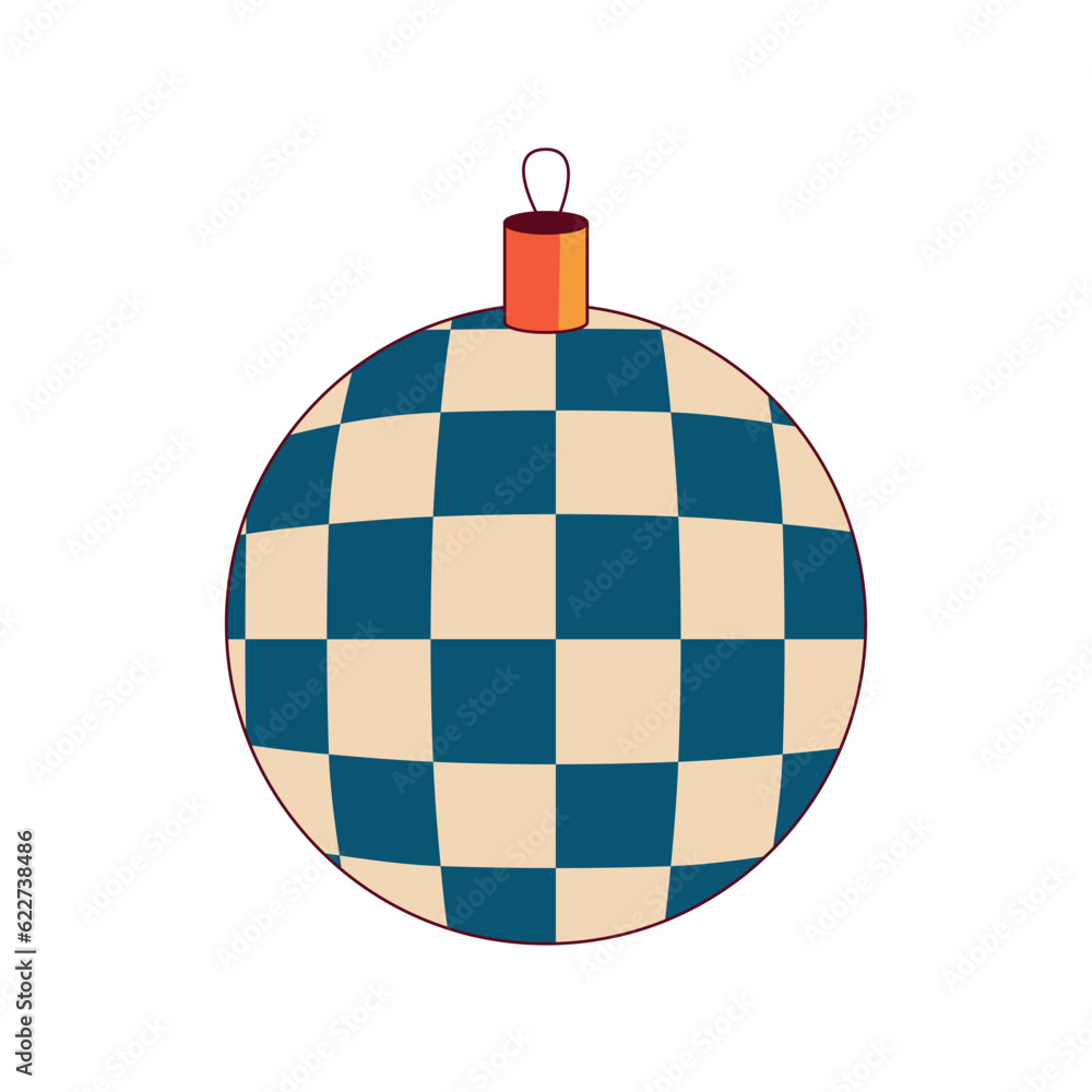 Groovy Christmas ball. Retro winter holiday ball. Merry xmas element. Retro cartoon vector illustration. Holiday trippy design. Groovy Christmas ball. Retro winter holiday ball. Merry xmas element. Retro cartoon vector illustration. Holiday trippy design.