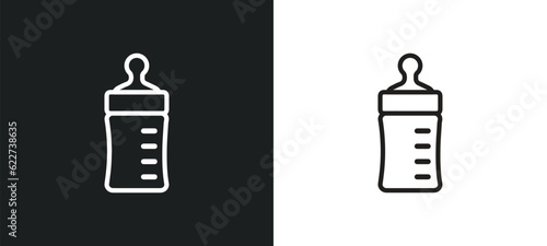 baby bottle outline icon in white and black colors. baby bottle flat vector icon from drinks collection for web, mobile apps and ui.
