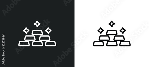 gold ingot outline icon in white and black colors. gold ingot flat vector icon from digital economy collection for web, mobile apps and ui.