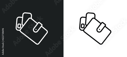 wallet outline icon in white and black colors. wallet flat vector icon from digital economy collection for web, mobile apps and ui.